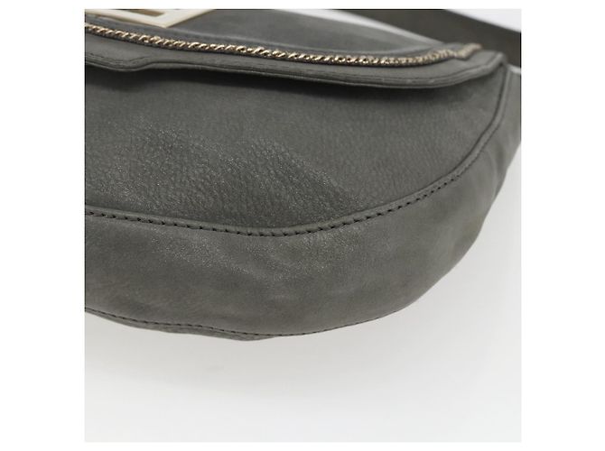Borsa a Spalla FENDI in Camoscio Grigio Oro Auth ka1367 Marrone D'oro - vista 10