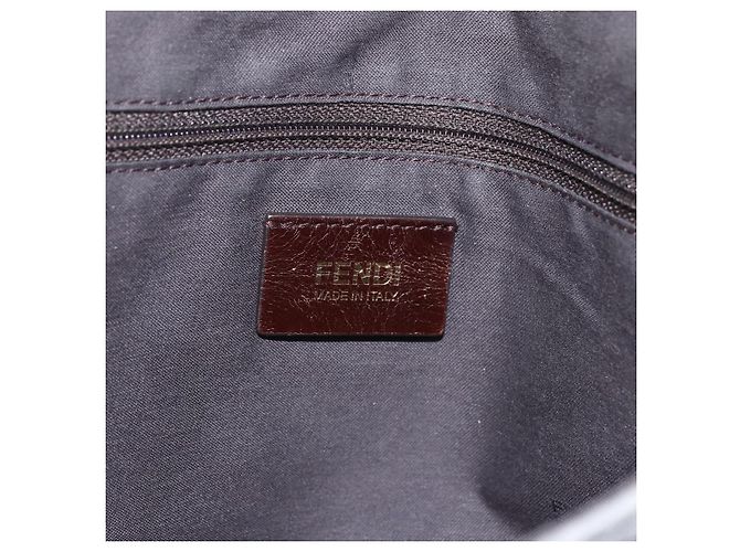 Borsa a Spalla FENDI in Camoscio Grigio Oro Auth ka1367 Marrone D'oro - vista 14