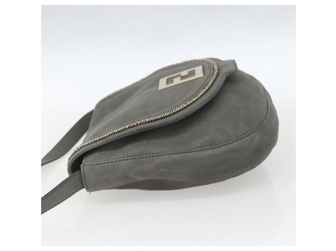 Borsa a Spalla FENDI in Camoscio Grigio Oro Auth ka1367 Marrone D'oro - vista 4