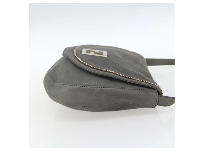 Borsa a Spalla FENDI in Camoscio Grigio Oro Auth ka1367 Marrone D'oro - vista 5