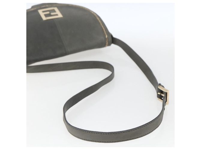 Borsa a Spalla FENDI in Camoscio Grigio Oro Auth ka1367 Marrone D'oro - vista 7
