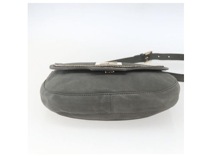 Borsa a Spalla FENDI in Camoscio Grigio Oro Auth ka1367 Marrone D'oro - vista 9