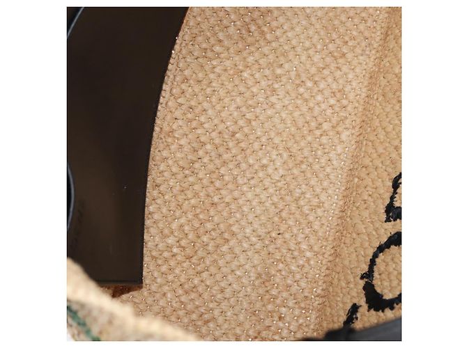 Bolsa de Mão LOEWE Raffia 2way Bege Ouro Auth BA9225V Dourado - vista 10
