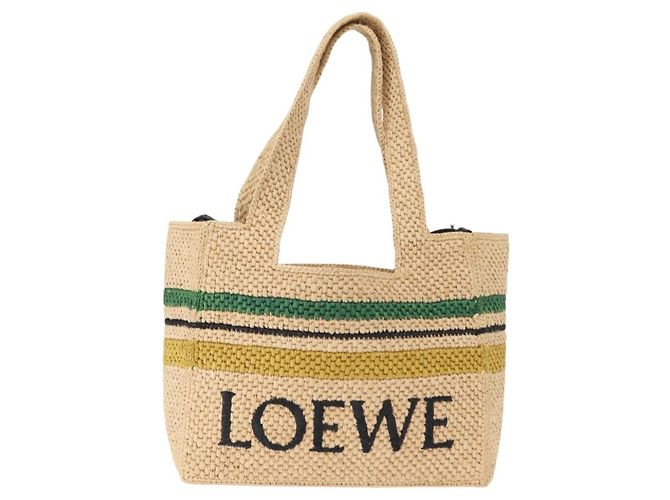 Bolsa de Mão LOEWE Raffia 2way Bege Ouro Auth BA9225V Dourado - vista 13