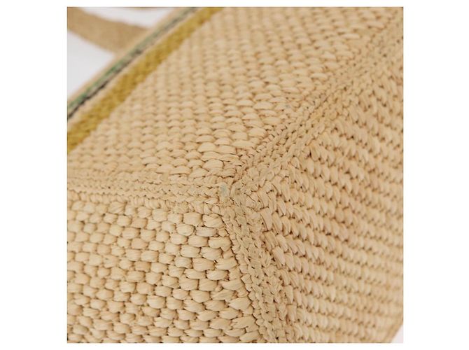 Bolsa de Mão LOEWE Raffia 2way Bege Ouro Auth BA9225V Dourado - vista 17