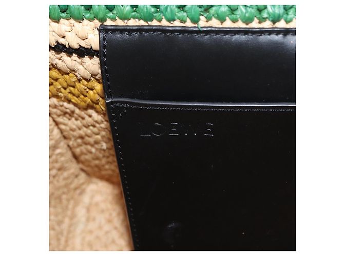 Bolsa de Mão LOEWE Raffia 2way Bege Ouro Auth BA9225V Dourado - vista 19