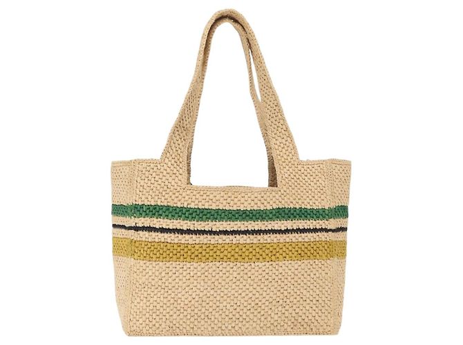 Bolsa de Mão LOEWE Raffia 2way Bege Ouro Auth BA9225V Dourado - vista 2