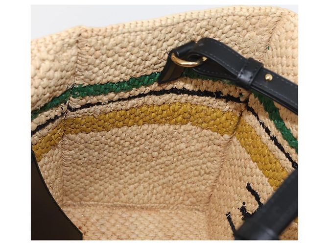 Bolsa de Mão LOEWE Raffia 2way Bege Ouro Auth BA9225V Dourado - vista 20