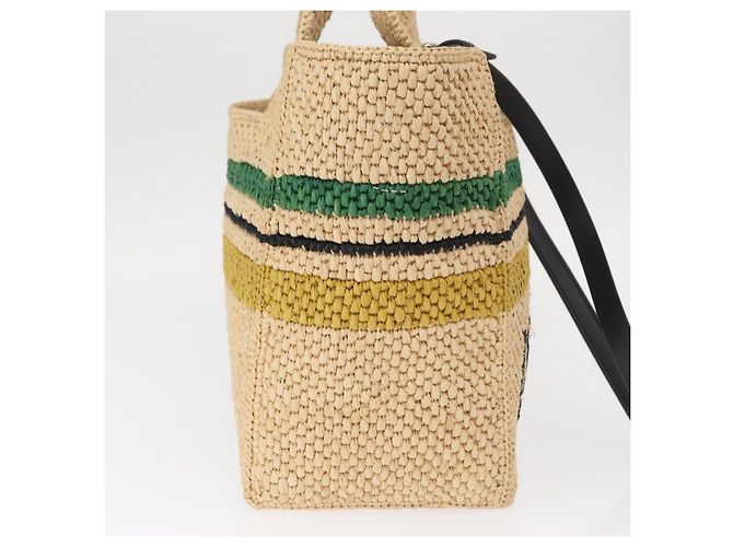 Bolsa de Mão LOEWE Raffia 2way Bege Ouro Auth BA9225V Dourado - vista 4