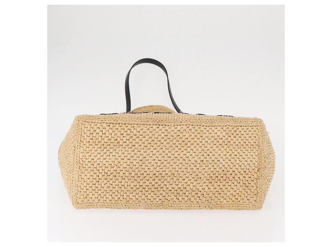 Bolsa de Mão LOEWE Raffia 2way Bege Ouro Auth BA9225V Dourado - vista 5