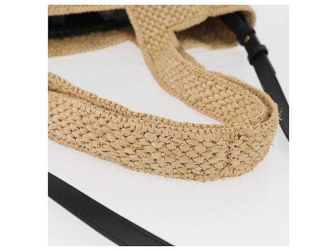 Bolsa de Mão LOEWE Raffia 2way Bege Ouro Auth BA9225V Dourado - vista 7