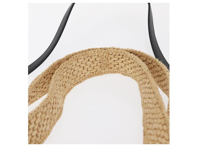 Bolsa de Mão LOEWE Raffia 2way Bege Ouro Auth BA9225V Dourado - vista 8