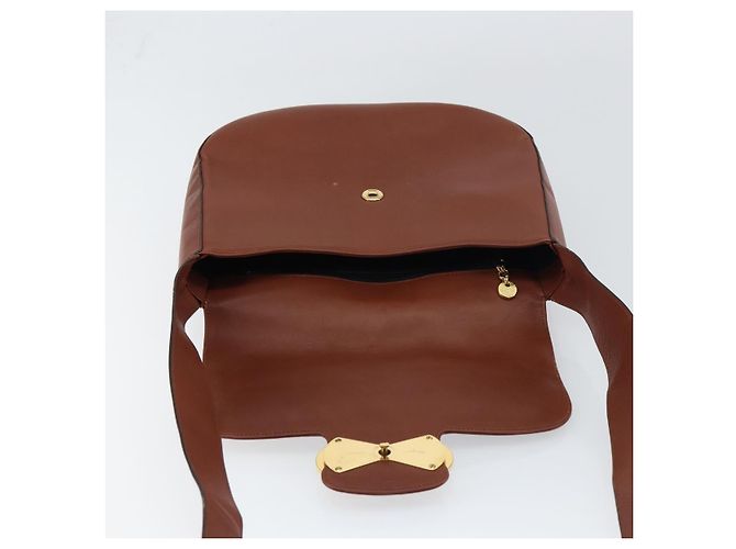 Borsa a Spalla Gancini in Pelle Marrone Oro Salvatore Ferragamo Auth 159139 - vista 16