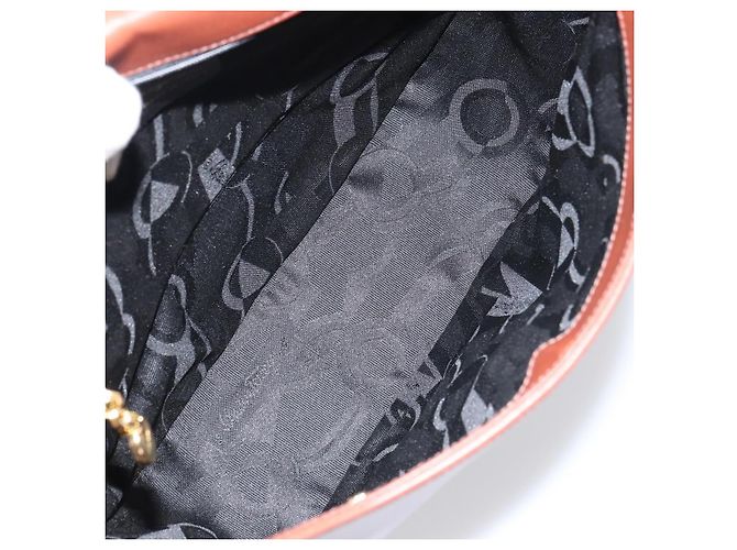 Borsa a Spalla Gancini in Pelle Marrone Oro Salvatore Ferragamo Auth 159139 - vista 18