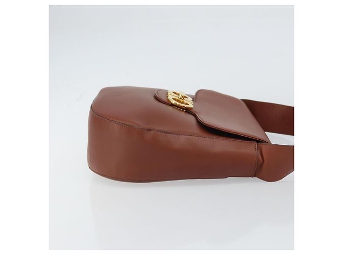 Borsa a Spalla Gancini in Pelle Marrone Oro Salvatore Ferragamo Auth 159139 - vista 4