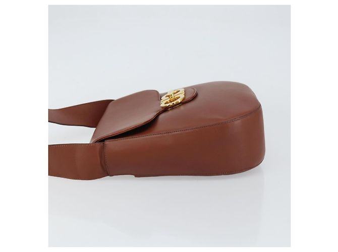 Borsa a Spalla Gancini in Pelle Marrone Oro Salvatore Ferragamo Auth 159139 - vista 5