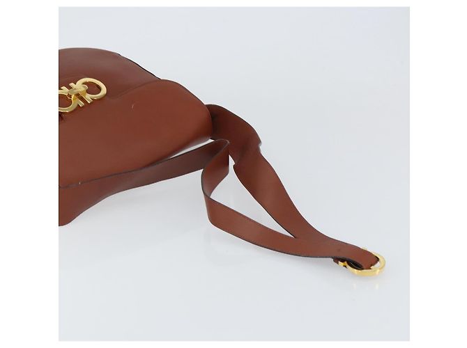Borsa a Spalla Gancini in Pelle Marrone Oro Salvatore Ferragamo Auth 159139 - vista 7