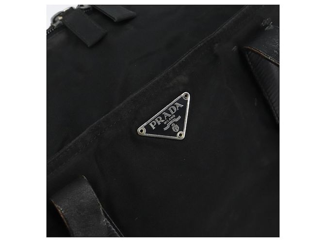 Prada Tote Bag aus schwarzem Nylon mit silberner Authentizität bs32076 - Ansicht 15