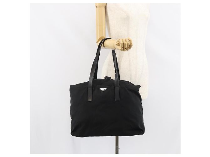 Prada Tote Bag aus schwarzem Nylon mit silberner Authentizität bs32076 - Ansicht 23