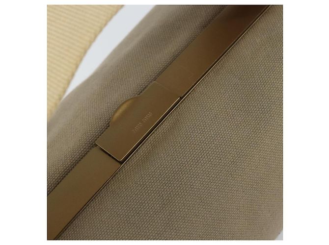 Borsa a mano Miu Miu in tela khaki oro Auth 159399 D'oro Cachi - vista 14