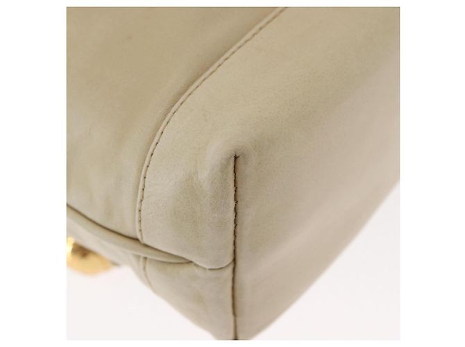 Borsa a Spalla con Catena CHANEL in Pelle Avorio Oro CC Auth 157949A D'oro Crudo - vista 12