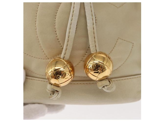 Borsa a Spalla con Catena CHANEL in Pelle Avorio Oro CC Auth 157949A D'oro Crudo - vista 14