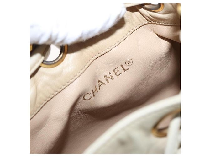 Borsa a Spalla con Catena CHANEL in Pelle Avorio Oro CC Auth 157949A D'oro Crudo - vista 15