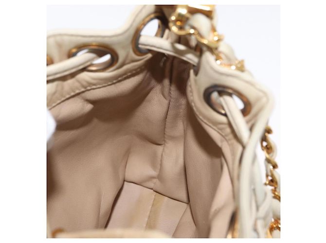 Borsa a Spalla con Catena CHANEL in Pelle Avorio Oro CC Auth 157949A D'oro Crudo - vista 17