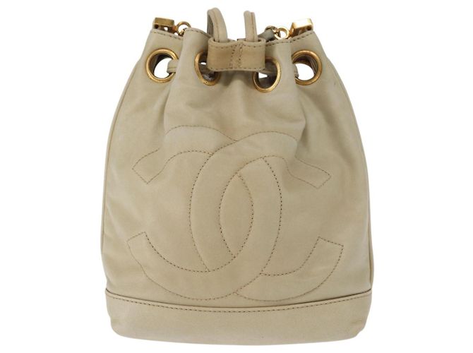 Borsa a Spalla con Catena CHANEL in Pelle Avorio Oro CC Auth 157949A D'oro Crudo - vista 2