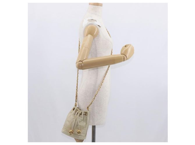 Borsa a Spalla con Catena CHANEL in Pelle Avorio Oro CC Auth 157949A D'oro Crudo - vista 23