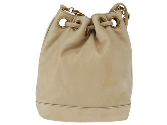 Borsa a Spalla con Catena CHANEL in Pelle Avorio Oro CC Auth 157949A D'oro Crudo - vista 3