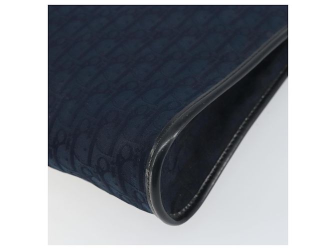 Borsa a Spalla in Tela Trotter Christian Dior Blu Navy Oro Auth BA9239 D'oro - vista 12