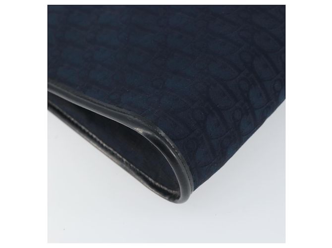 Borsa a Spalla in Tela Trotter Christian Dior Blu Navy Oro Auth BA9239 D'oro - vista 13