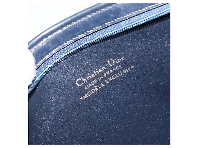 Borsa a Spalla in Tela Trotter Christian Dior Blu Navy Oro Auth BA9239 D'oro - vista 16