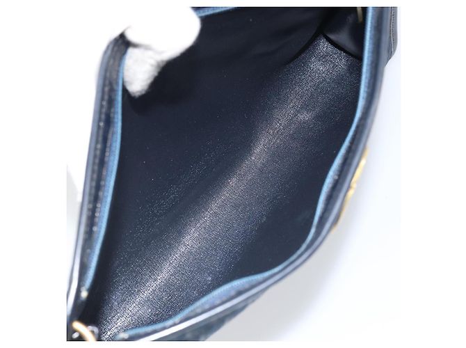 Borsa a Spalla in Tela Trotter Christian Dior Blu Navy Oro Auth BA9239 D'oro - vista 17