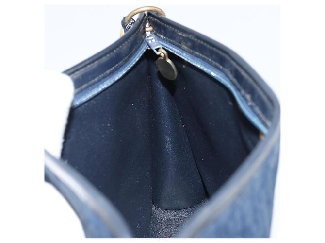 Borsa a Spalla in Tela Trotter Christian Dior Blu Navy Oro Auth BA9239 D'oro - vista 18