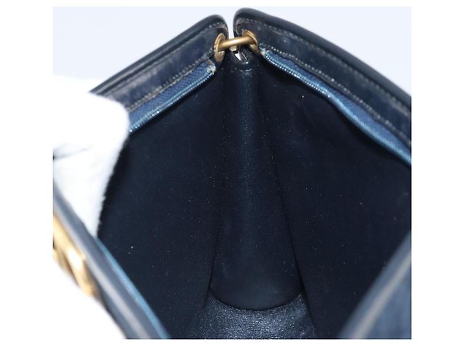 Borsa a Spalla in Tela Trotter Christian Dior Blu Navy Oro Auth BA9239 D'oro - vista 19