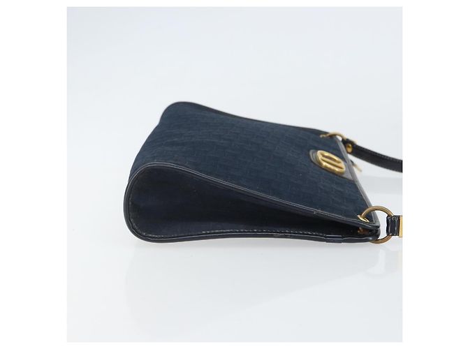 Borsa a Spalla in Tela Trotter Christian Dior Blu Navy Oro Auth BA9239 D'oro - vista 4