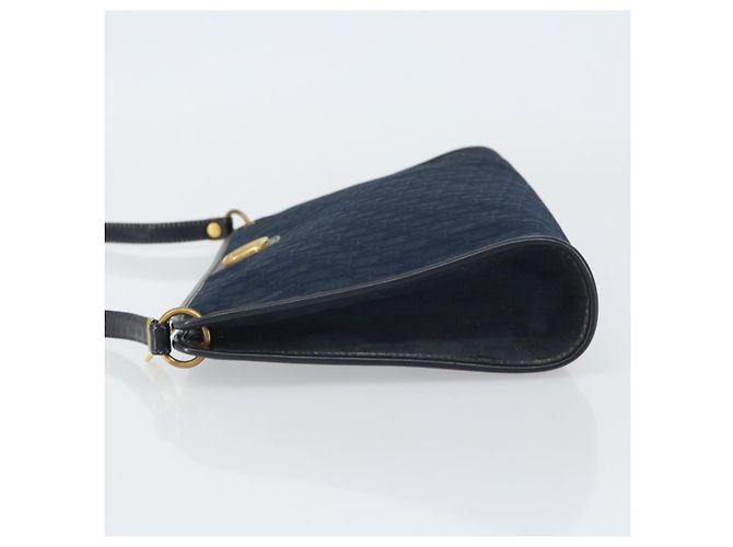 Borsa a Spalla in Tela Trotter Christian Dior Blu Navy Oro Auth BA9239 D'oro - vista 5