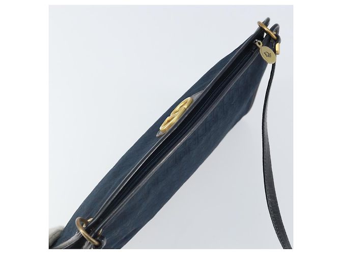 Borsa a Spalla in Tela Trotter Christian Dior Blu Navy Oro Auth BA9239 D'oro - vista 6