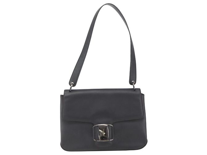 Borsa a Spalla Vala in Pelle Nera e Argento di Salvatore Ferragamo Auth BA9331 Nero - vista 2