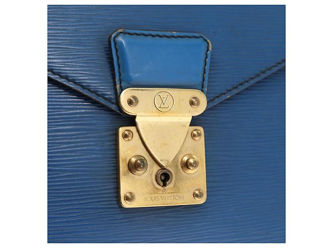 LOUIS VUITTON Borsa Porta Documenti a Tracolla Epi Blu Toledo LV Auth 160443 - vista 18