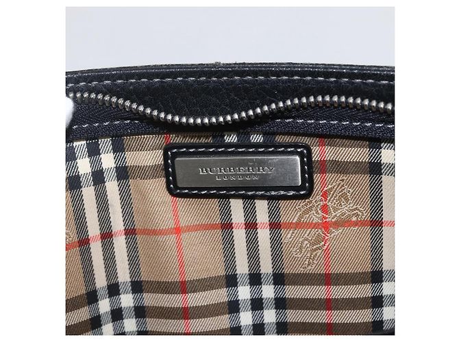 Borsa a mano in pelle nera e argento BURBERRY Auth ka1315 Nero - vista 15