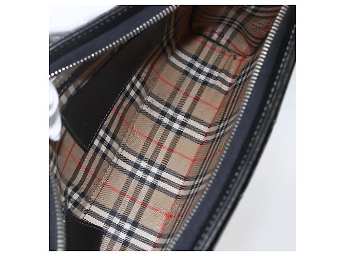 Borsa a mano in pelle nera e argento BURBERRY Auth ka1315 Nero - vista 16