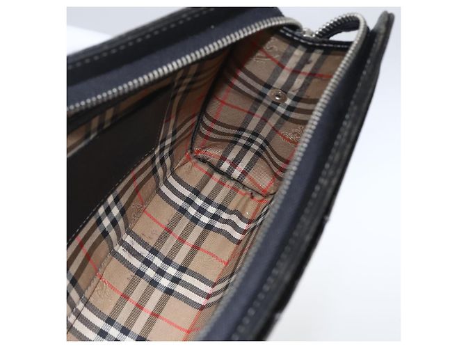 Borsa a mano in pelle nera e argento BURBERRY Auth ka1315 Nero - vista 17