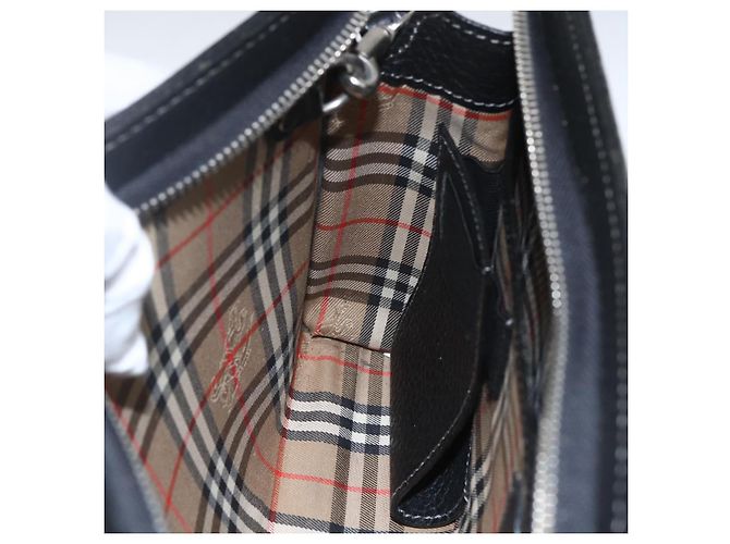 Borsa a mano in pelle nera e argento BURBERRY Auth ka1315 Nero - vista 18