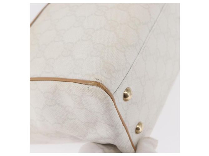 Gucci Borsa Tote GG Supreme in PVC Bianco e Oro 264221 Auth ka1250 D'oro - vista 10