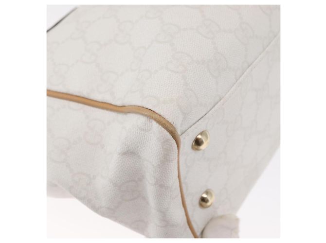 Gucci Borsa Tote GG Supreme in PVC Bianco e Oro 264221 Auth ka1250 D'oro - vista 12