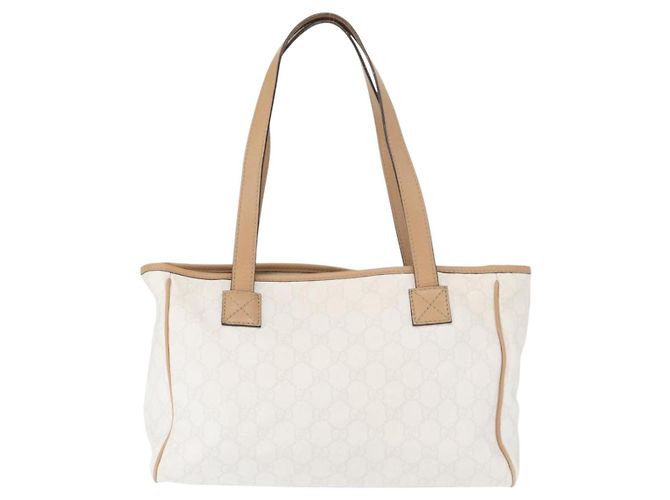 Gucci Borsa Tote GG Supreme in PVC Bianco e Oro 264221 Auth ka1250 D'oro - vista 2