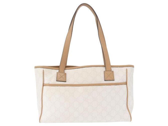 Gucci Borsa Tote GG Supreme in PVC Bianco e Oro 264221 Auth ka1250 D'oro - vista 3